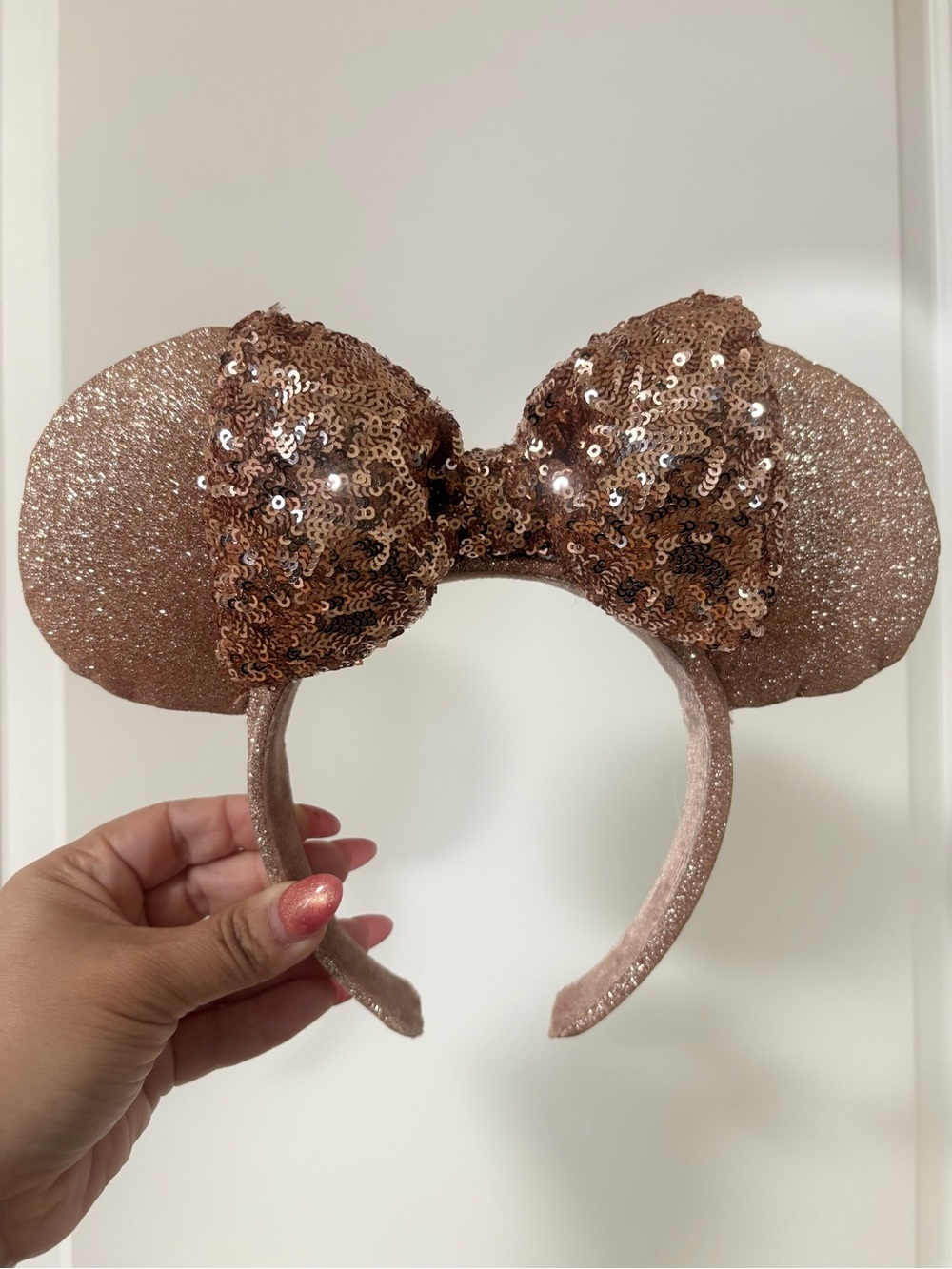 Sparkling Rose Gold Sequin Minnie Ears